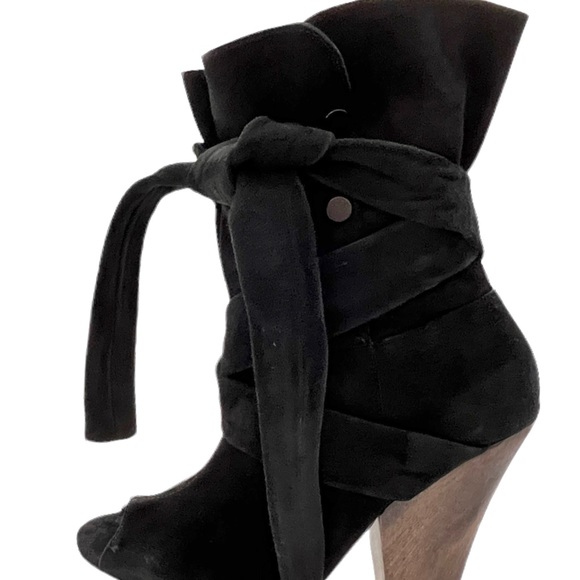 IRO Suede Peep Toe Booties Wrap Strap - Picture 16 of 16